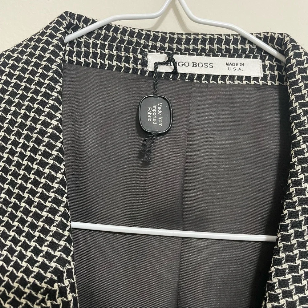 Hugo‎ Boss Black and White Houndstooth Blazer Size 44 R